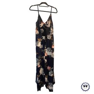 Navy Floral Velvet Tank Jumpsuit, Medium, NWT